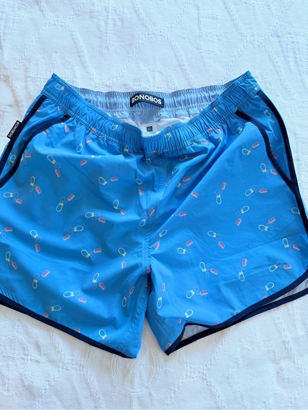 Bonobos Light Blue Swim Shorts Walkman Pattern